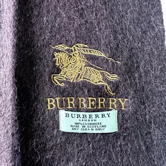 Burberry Vintage Scarf Brown 100% Cashmere Unisex Scarf Made In England - Picture 4 of 6